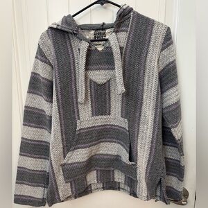 Gray, Lilac and White Striped Baja Hoodie women’s medium.  #95